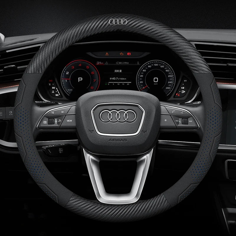 Carbon Fiber Steering Wheel Cover Anti-Slip for Audi SQ5 RSQ5 S3 S4 S5 S6 RS3 RS4 RS5 Q2 Q3 Q5 Q7 Q8 TT A1 A3 A4 A5 A6 A7 A8 CM World
