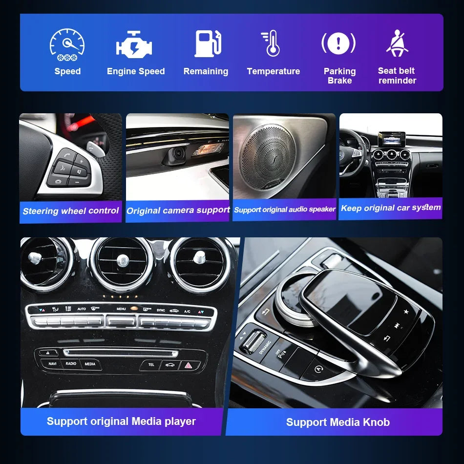 Wireless Carplay Screen For Mercedes C Class W205 GLC X253 C180 C200 300 350 2015-2018 Car Multimedia Player Android Auto Radio CM World