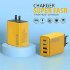 Total 120W Phone Charger Fast Charging Quick Charger PD USB Type C Wall Adapter For iPhone 16 15 Xiaomi 14 Huawei Redmi Oneplus Car Mobile World