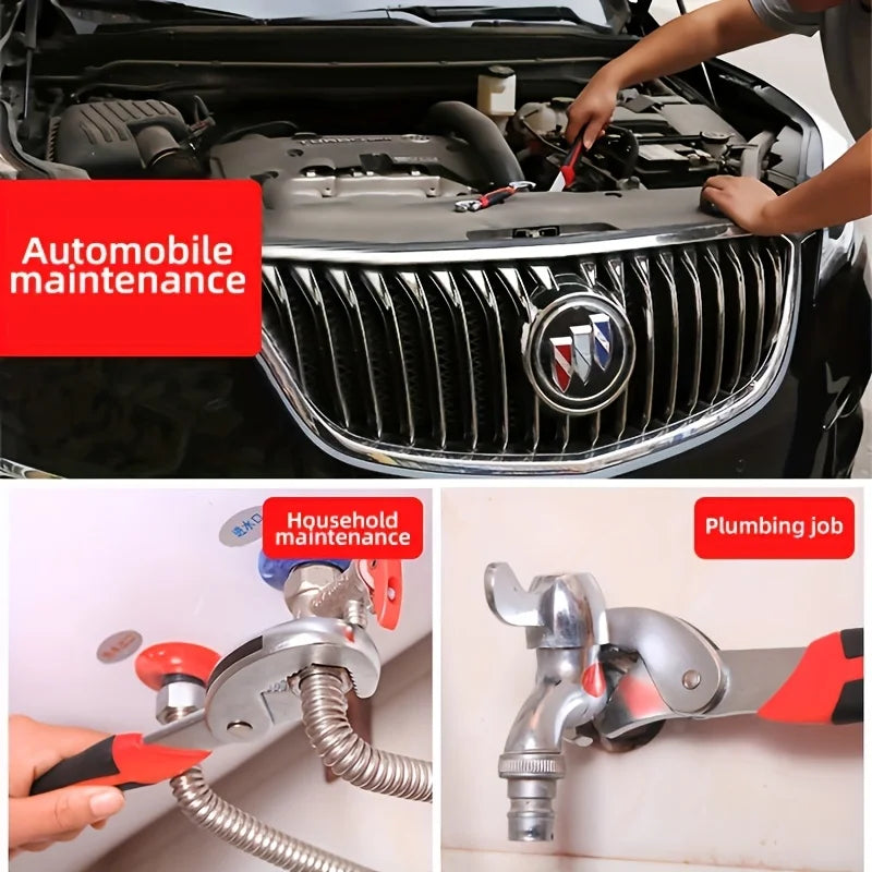 2Pcs Multifunctional Wrench Set, Self-Tightening Adjustable Spanner with Non-Slip Handle for Universal Home Auto Bike Repair