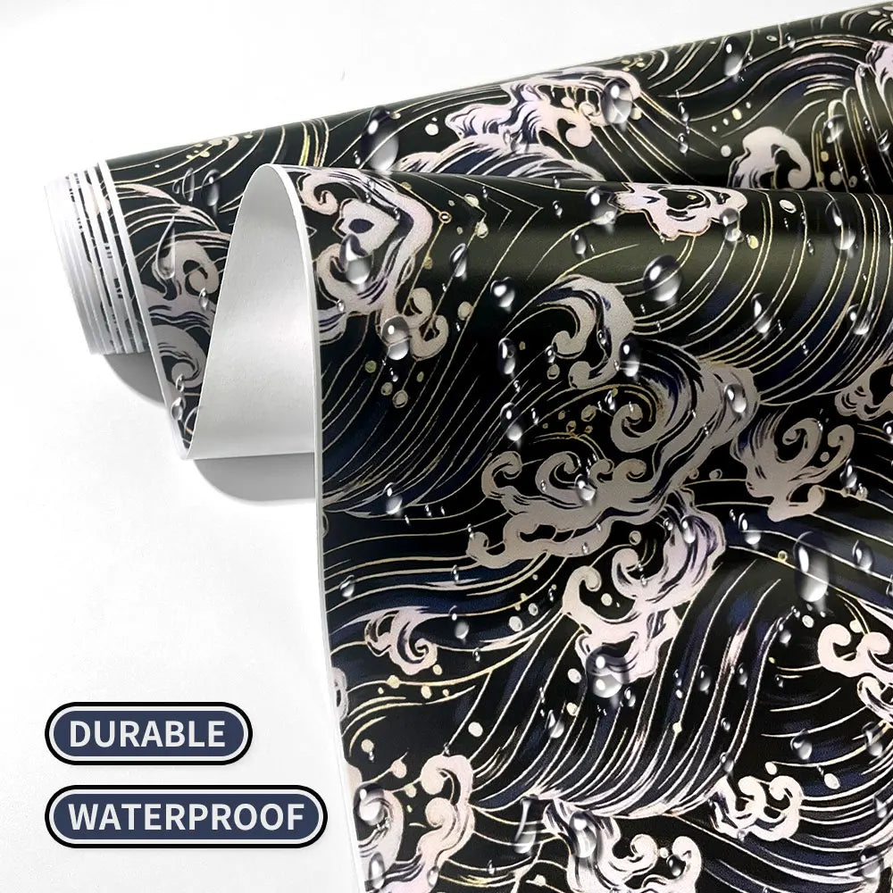 1RollCartoon Wave Graffiti Car Vinyl Wrap Waterproof Self-adhesive Car Film DIY Vehicle Motorbike Bicycle Skateboard Laptop Boat Car Mobile World