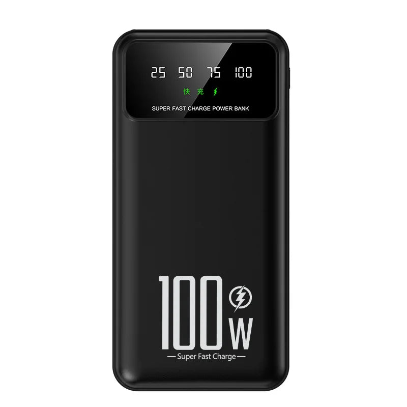 30000mAh Digital Display Power Bank  With LED Light Portable External Battery 100W High Speed Fast Charger For All Smart Phones