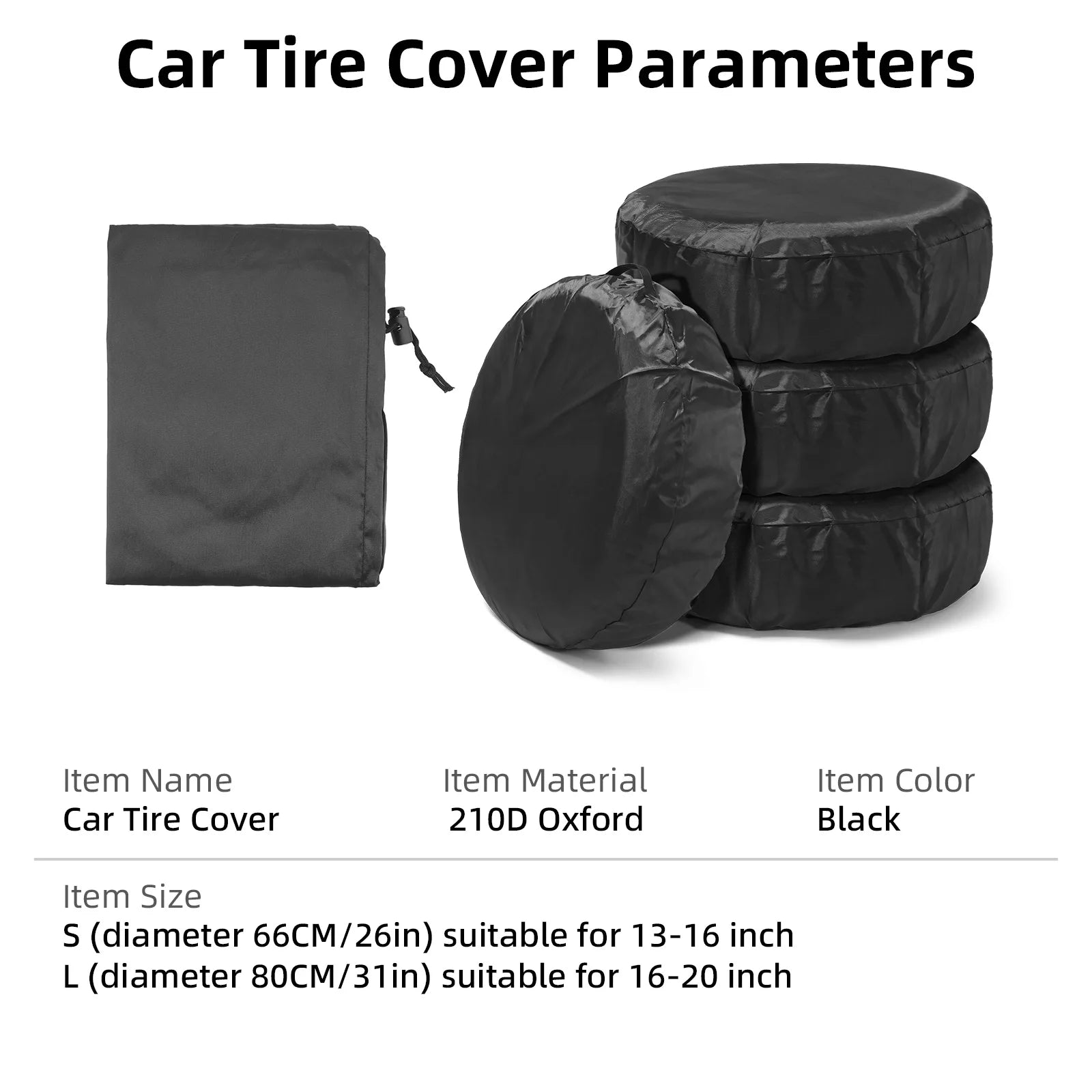 1/2/4PCS Car Auto Wheel Tire Cover Weatherproof Dust-Proof 4x4 Overland Vehicle Spare Tire Cover Case Bag Polyester CM World