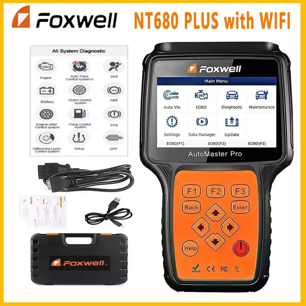 Foxwell NT680 Plus WIFI All Systems Car OBD2 Scanner Diagnostic Tool with Oil Light/EPB Functions Update of Foxwell NT680 Pro Car Mobile World