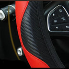 Car accessories Carbon Fiber PU Leather Steering Wheel Cover for Hyundai I10 Peugeot 2008 Dacia Sandero Stepway CM World