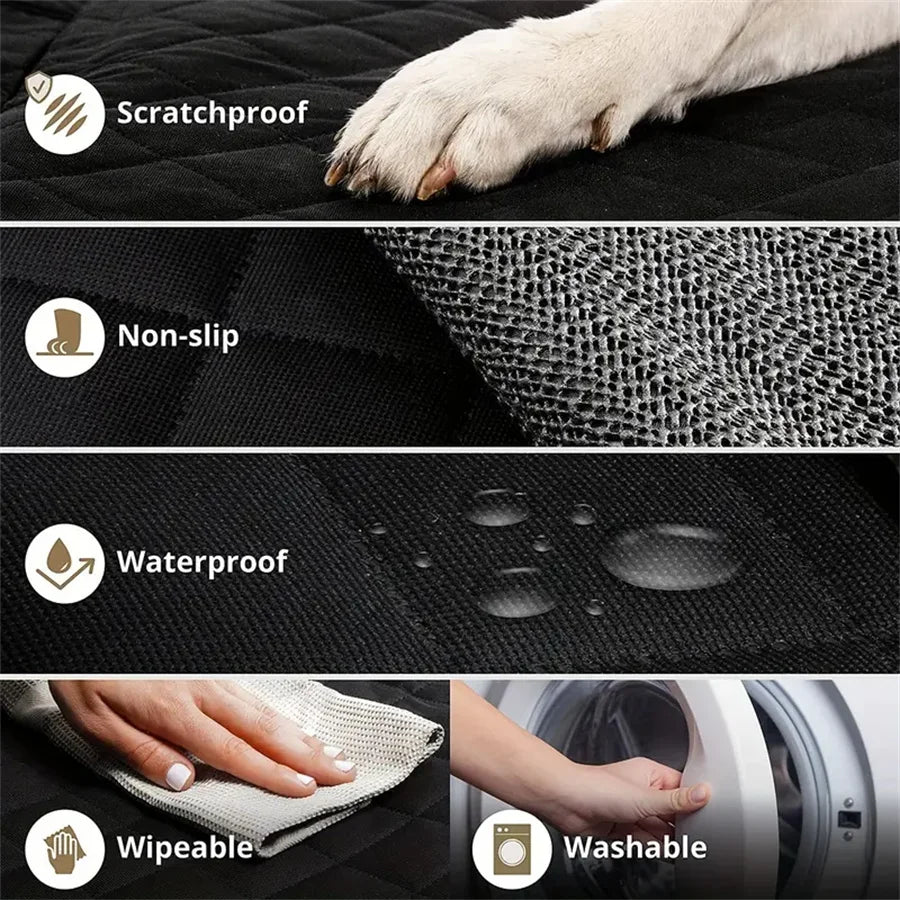 Fabric dog car seat cover, quilted, waterproof, anti slip, suitable for pet height increasing seats in cars, trucks, and SUVs - CM World