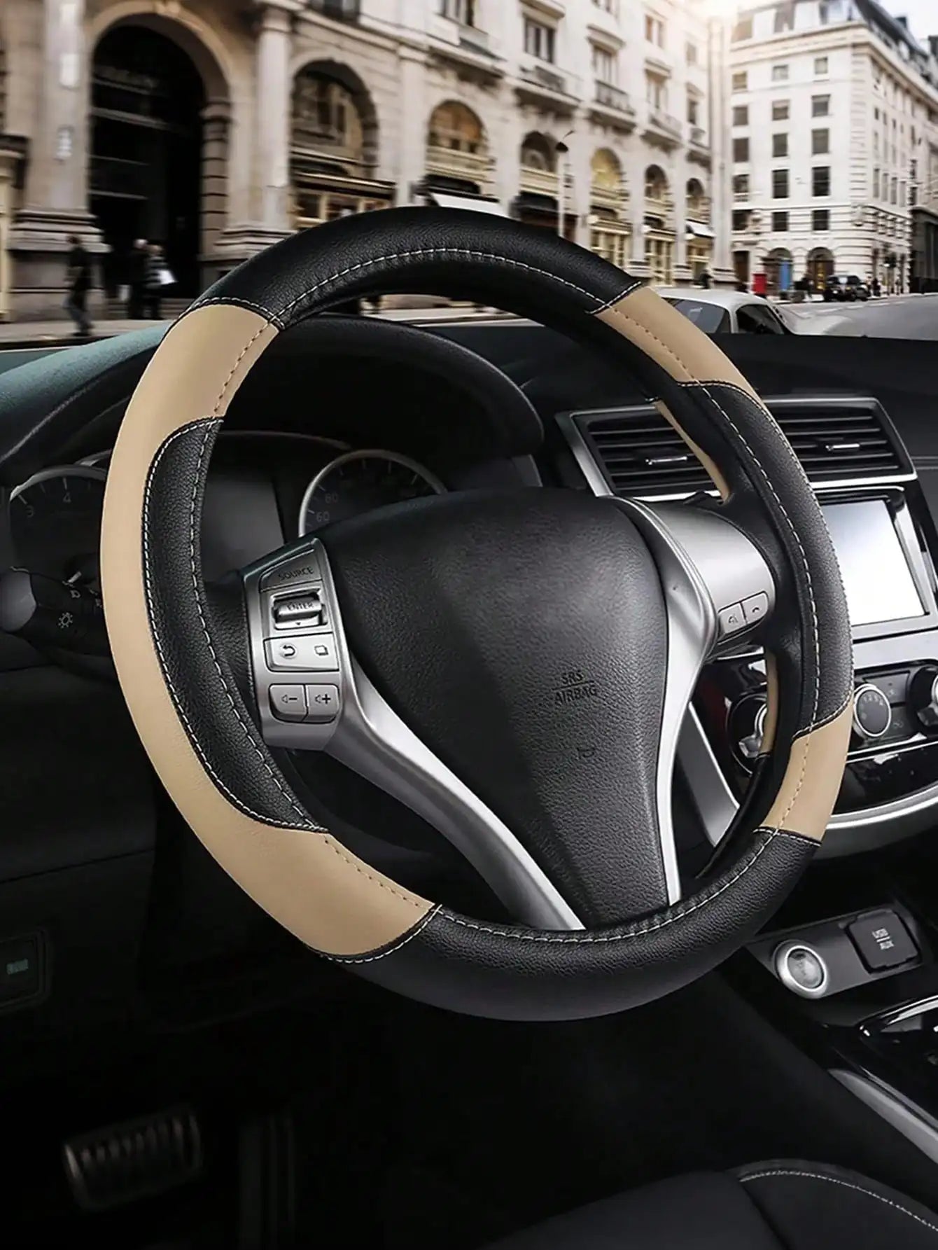 PU Leather Car Steering Wheel Cover - Breathable Microfiber, Anti-Slip & Wear-Resistant, Universal Fit for 37-38cm Wheels CM World