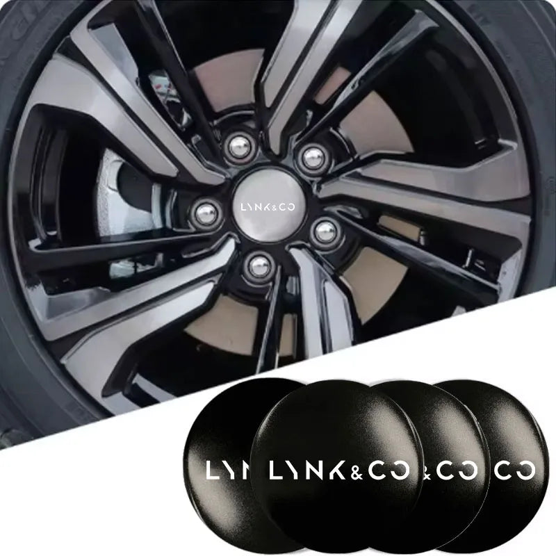 4pcs With Logo Car Wheel Center Hub Caps Emblem Sticker Decals For Lynk&Co 01 05 09 02 Lynk Co 03 EM-F 06 Phev car Accessories