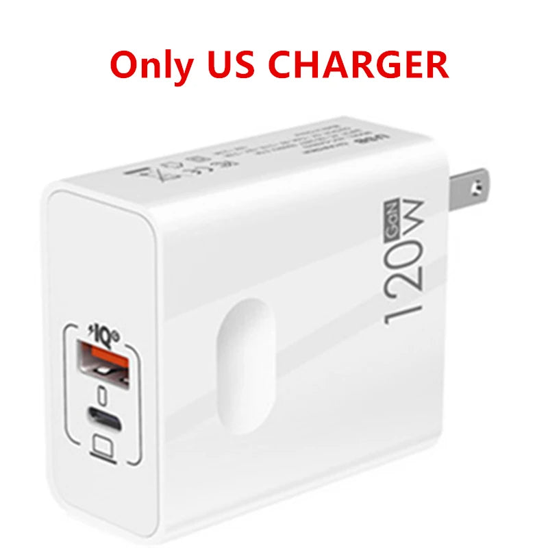 120W Fast Charger USB Type C PD Cable Fast Charging Quick Charge 3.0 Adapter For iPhone Xiaomi Samsung Oneplus Pixel Cellphones Car Mobile World