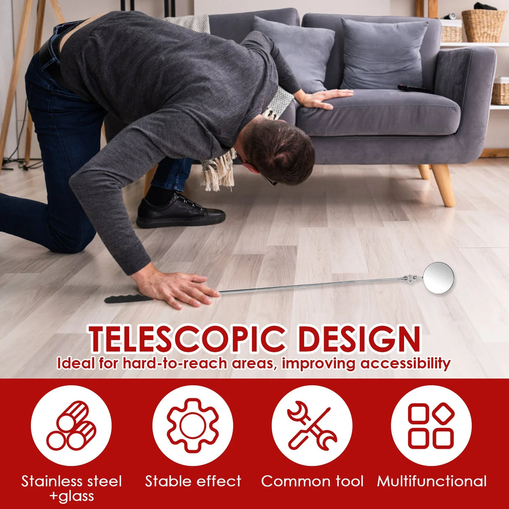 360° Inspection Mirror LED Light Telescoping Mirrors Extend Mechanic Tools Inspection Mirror Telescopic Handle Repairing Tools CM World