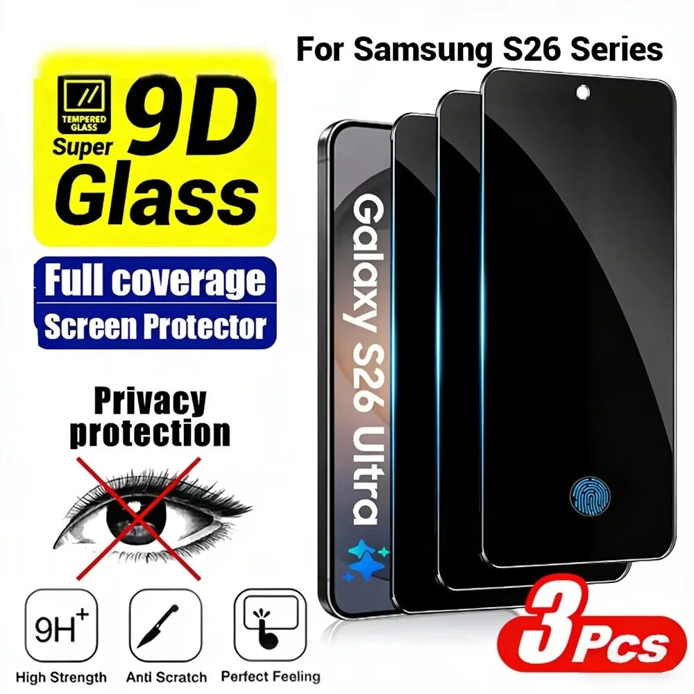 For Samsung S26 Ultra Privacy Screen Protectors Tempered Glass for Galaxy S26 Ultra Plus S26+ Fingerprint Unlock Anti Spy Glass