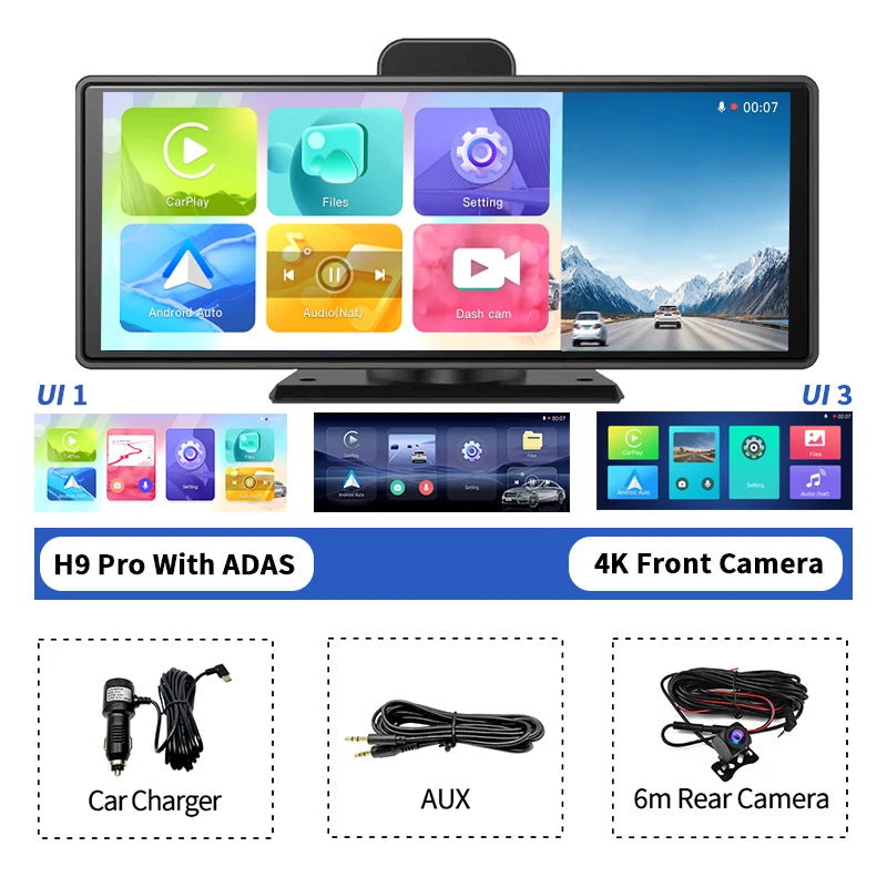Imagebon 10.26"/11.4" 4K Dash Cam ADAS Wireless CarPlay Android Auto Car DVR Camera AUX 5G WiFi GPS Navigation Video Recorder