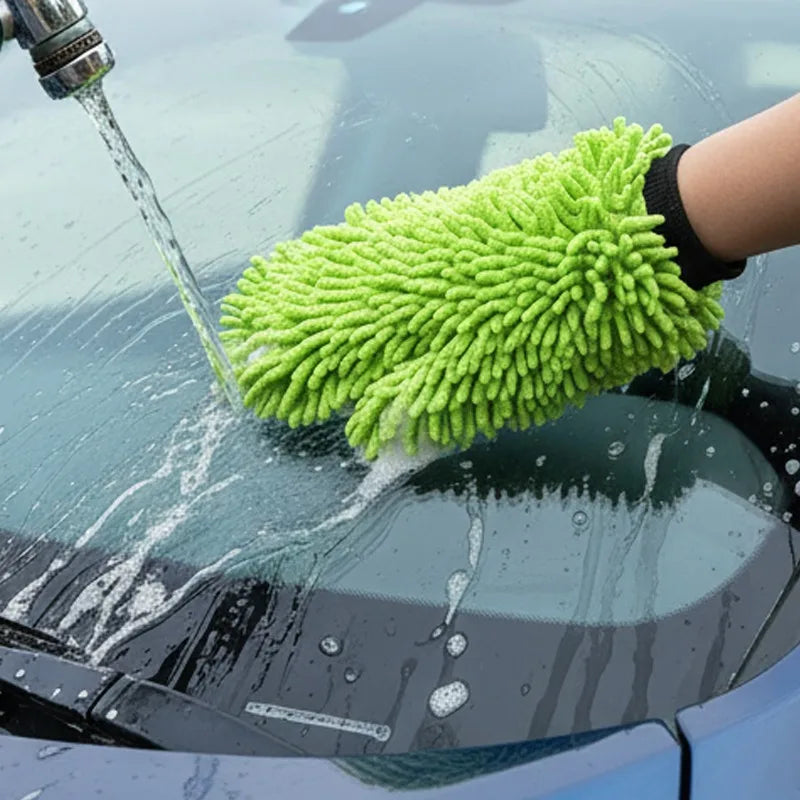 1/2PCS Microfiber Car Wash Gloves Super Soft Scratch Free Wash Mitts for Auto Detailing Cleaning Drying Glass Window Polishing CM World