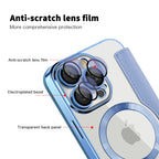 Luxury Transparent Flip Leather Wallet Magnetic Phone Case For iPhone 15 16 17 18 Pro Max 14 13 12 11 Card Bag For Magsafe Cover