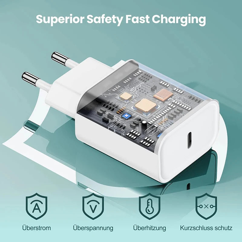 PD 40W Charger USB C Fast Charging Cable For iPhone 17 16 15 Pro Max Air Mini Type C Data line Quick Phone Charger Power Adapter