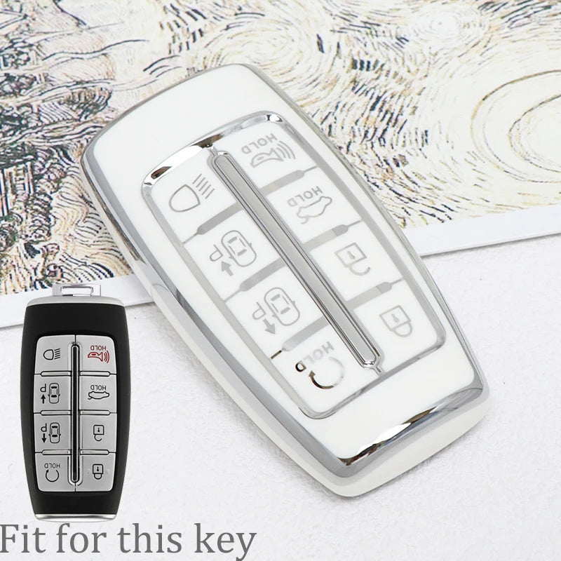 Auto For Hyundai Genesis GV70 GV80 GV90 2020 2021 2022 8 Button TPU Car Key Case Cover Holder Key Shell Keychain Accessories