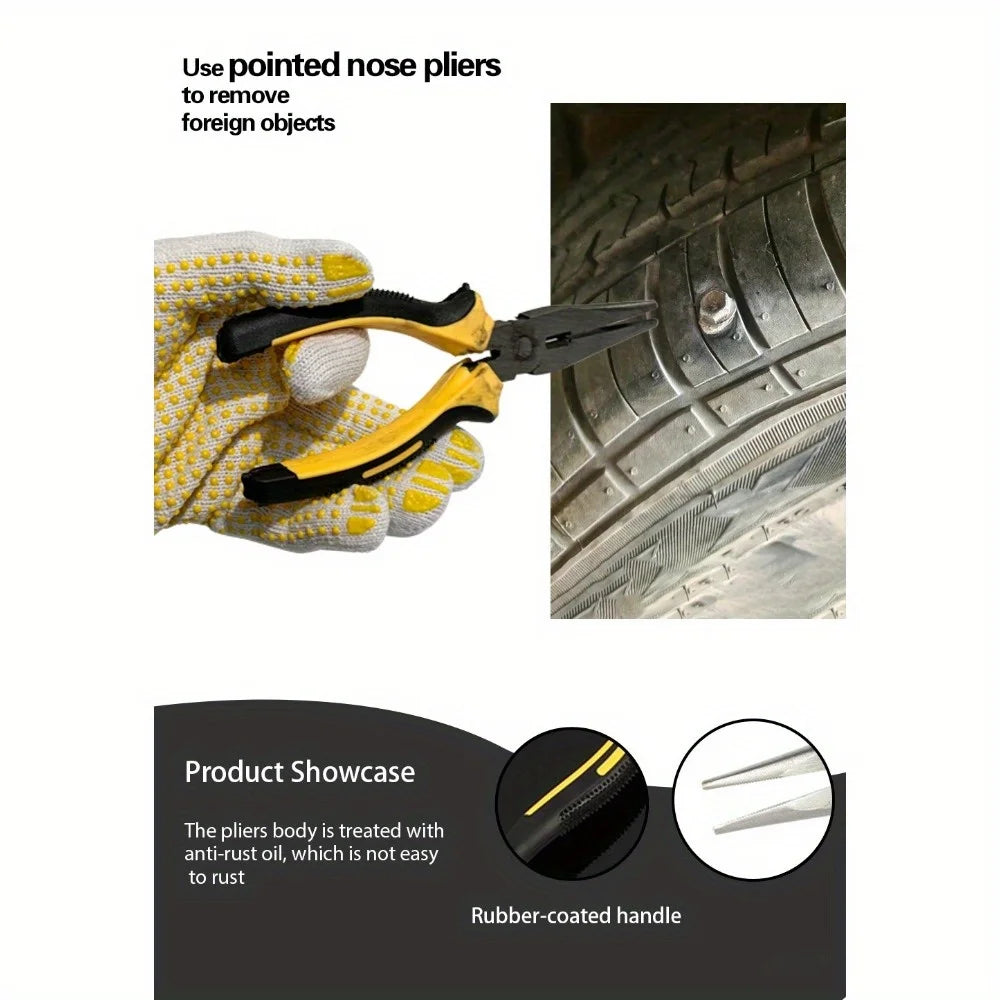 Ultimate Tire Repair Tool Kit - Emergency Puncture Fix with Tire Strips & Plug Tools for Cars, Motorcycles, Trucks, and Bicycles CM World