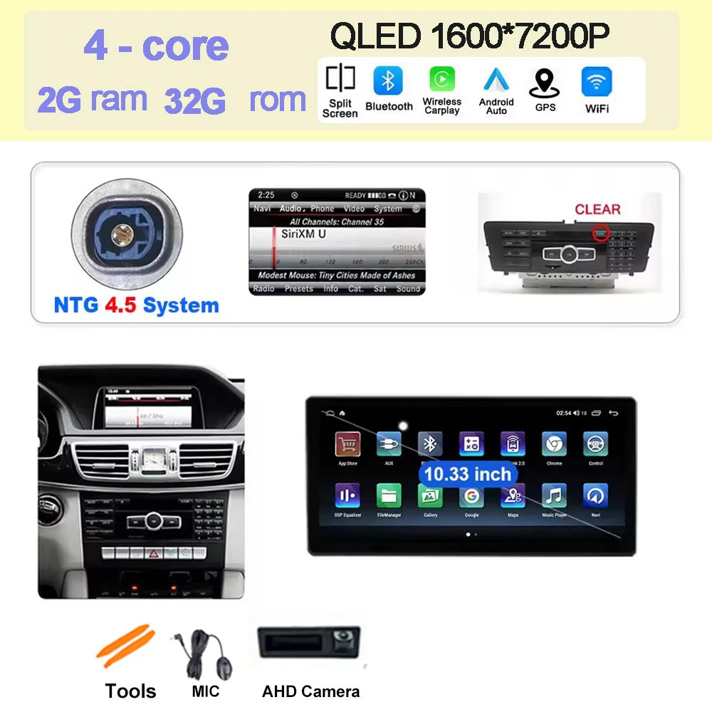 Wireless Carplay Car Radio Multimedia For Mercedes Benz E Class W212 2009 - 2016 QLED Screen 4G Android 15 Auto Accessories Ster CM World