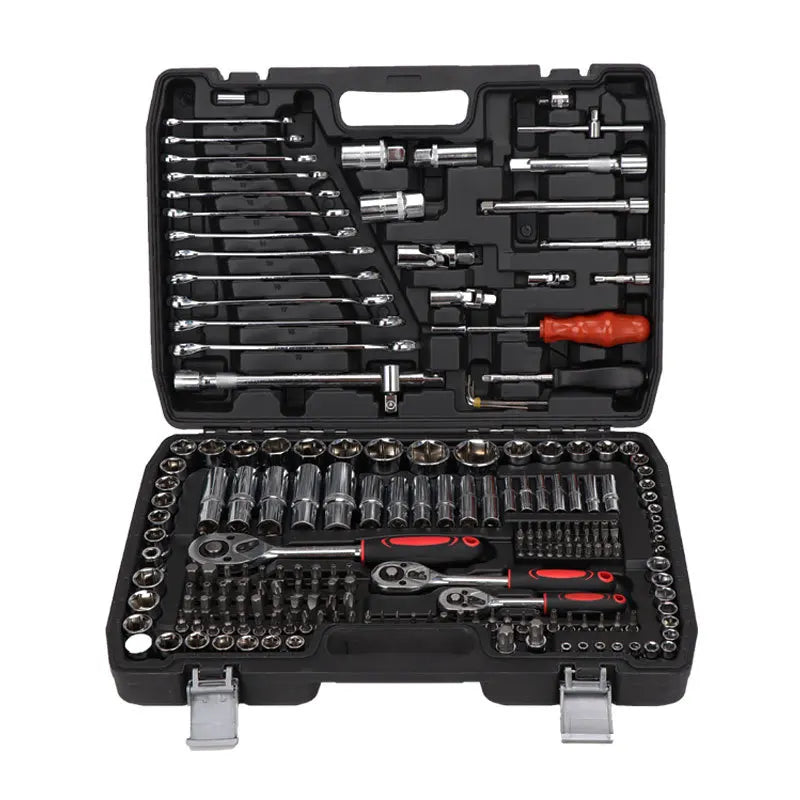 216-Piece Professional Socket Set - 1/2" 3/8" 1/4" Drive SAE & Metric, 72-Tooth Ratchet for Automotive & Home Repair CM World