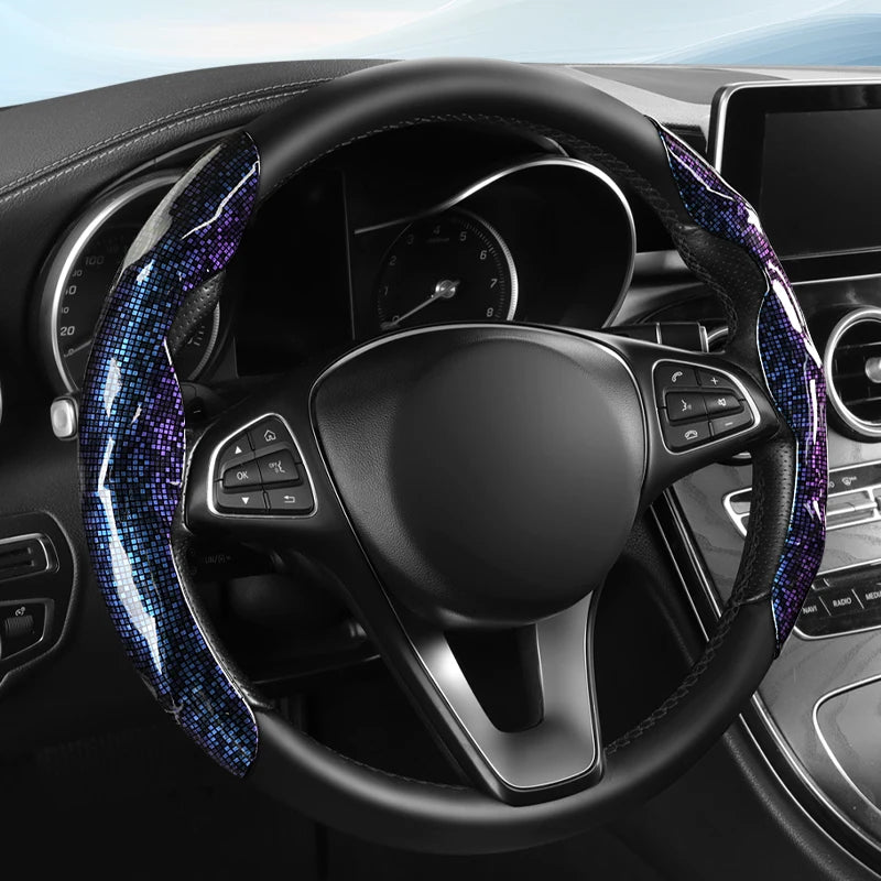 Premium Glossy Snap-On Car Steering Wheel Cover – Shiny, Lightweight & Non-Slip, Universal Fit for All Seasons