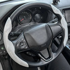 Car Steering Wheel Cover Set, Glossy Carbon Fiber Texture, 2-Piece Breathable and Anti-Slip Grip, Universal Fit Interior Upgrade CM World