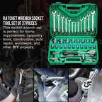 37 Piece Socket Wrench Ratchet Set Mechanical Tool Set Drill Bit Socket Suitable for Automotive Repair and Home Use CM World