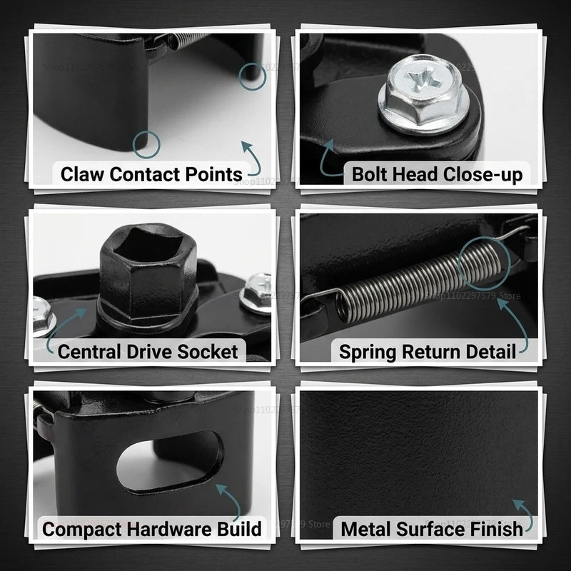 Universal Adjustable Oil Filter Wrench 60-80mm Heavy Duty Two-Jaw Remover Tool for Car Motorcycle Auto Repair and Maintenance