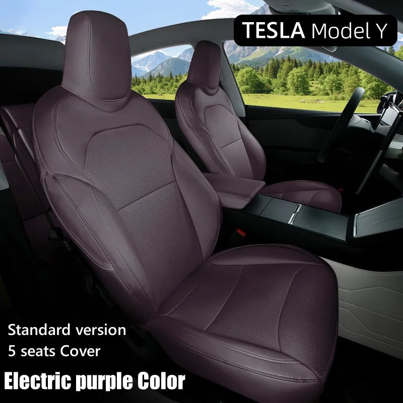 For Tesla New Model Y Juniper 2025 2026 Car Seat Cover Nappa Leather & 8 Grade Anti Fouling Wholesale Price Interior Accessories