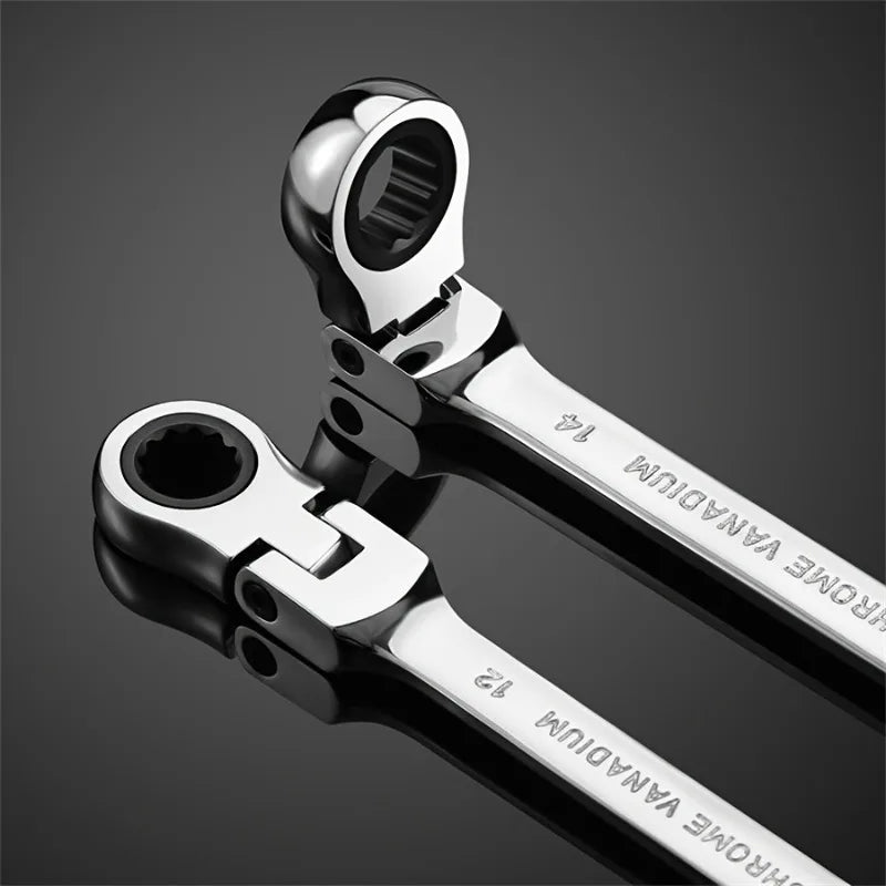 6Pcs/set Flexible Ratchet Combination Wrench Kit Metric Flex Head Gear Ring Spanner Car Repair Tools