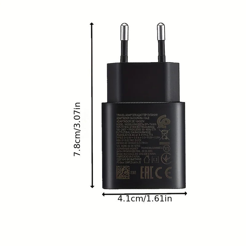 25W USB Type C Super Fast Charger European for Samsung Galaxy S23 S22 S21 S20 Ultra Plus A53 A52 with3.3ft Charging Cable(black) Car Mobile World