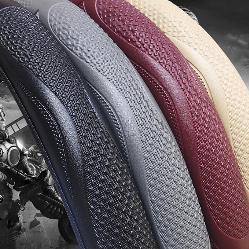 [FE] [FE] Universal Auto Car Steering Wheel Cover Leather Breathable Anti-slip 38cm