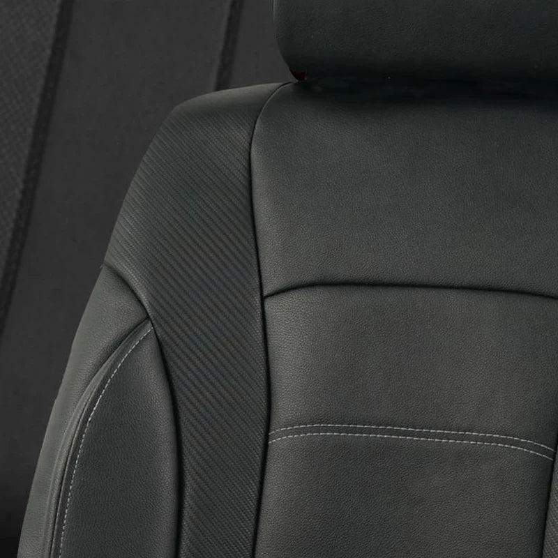 Black Universal Car Seat Covers Leather Splicing Carbon Fiber Car Accessories Interior  Seat Protector Cushion luxury CM World
