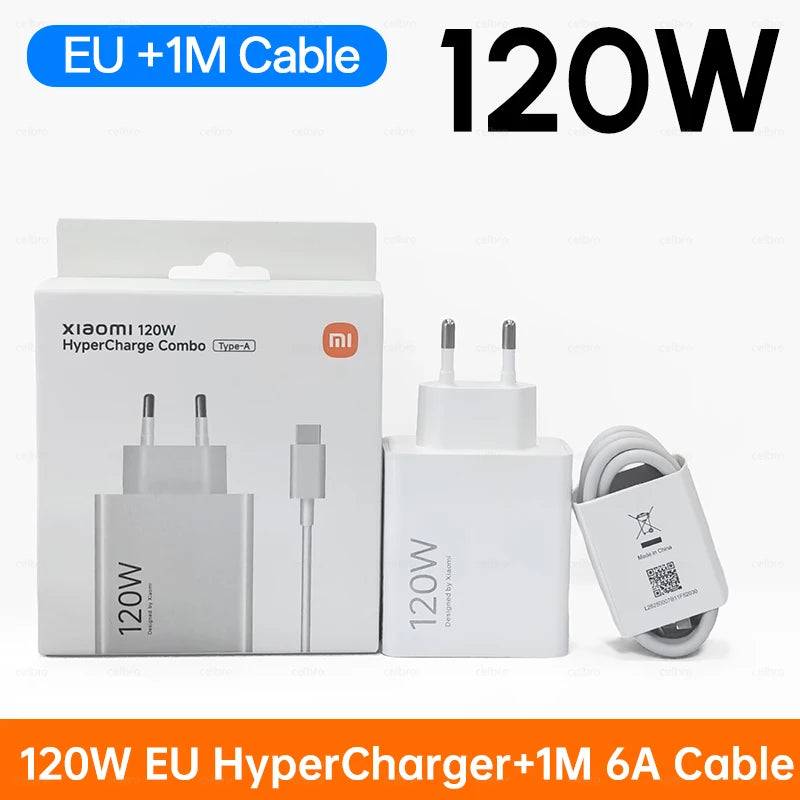 xiaomi 120W Super Fast Charger 100W Turbo Hyper Charge Adapter Mi 17 15 14 13 11T Ultra Pro Redmi 12C Note 14 POCO F6 F7 X7 Pro Car Mobile World