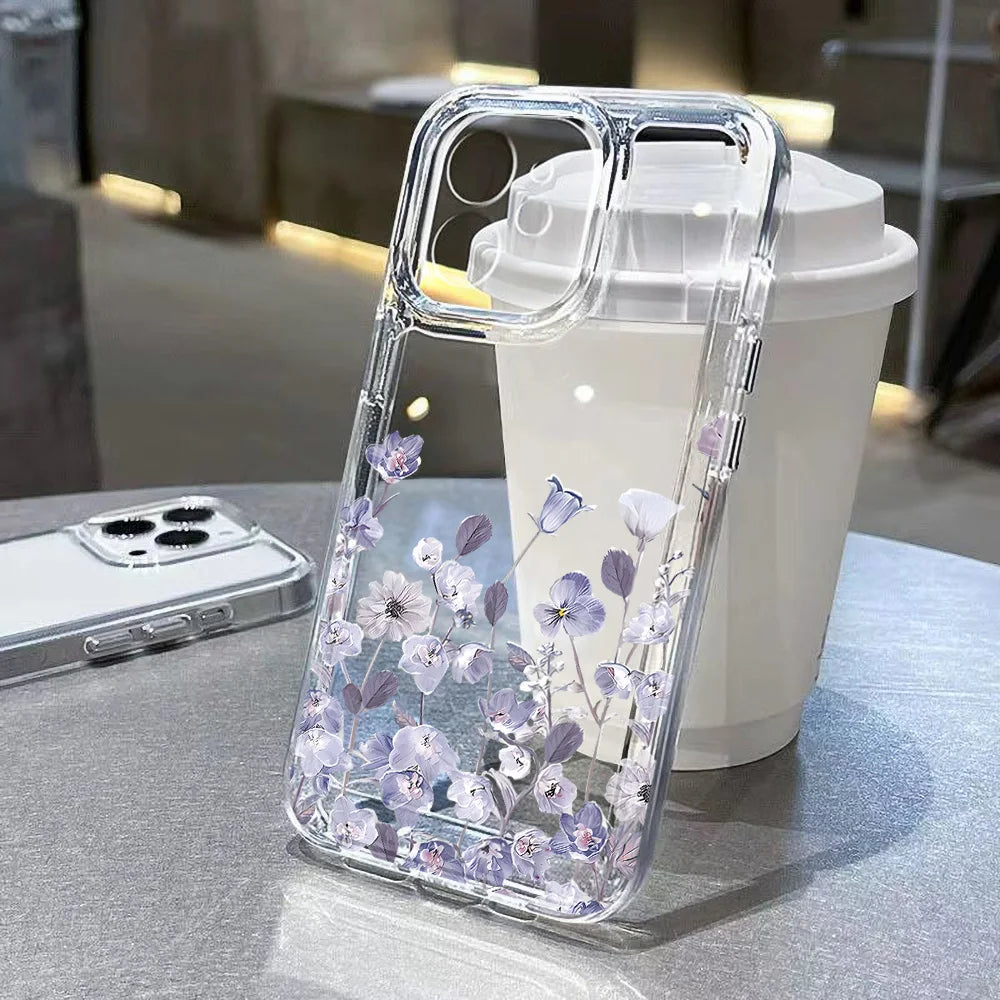 Cute Flower Clear Case For Samsung Galaxy A56 5G A57 A36 S26 S25 Ultra S24 FE S23 Case A37 A55 A54 A26 A07 A17 Shockproof Cover Car Mobile World
