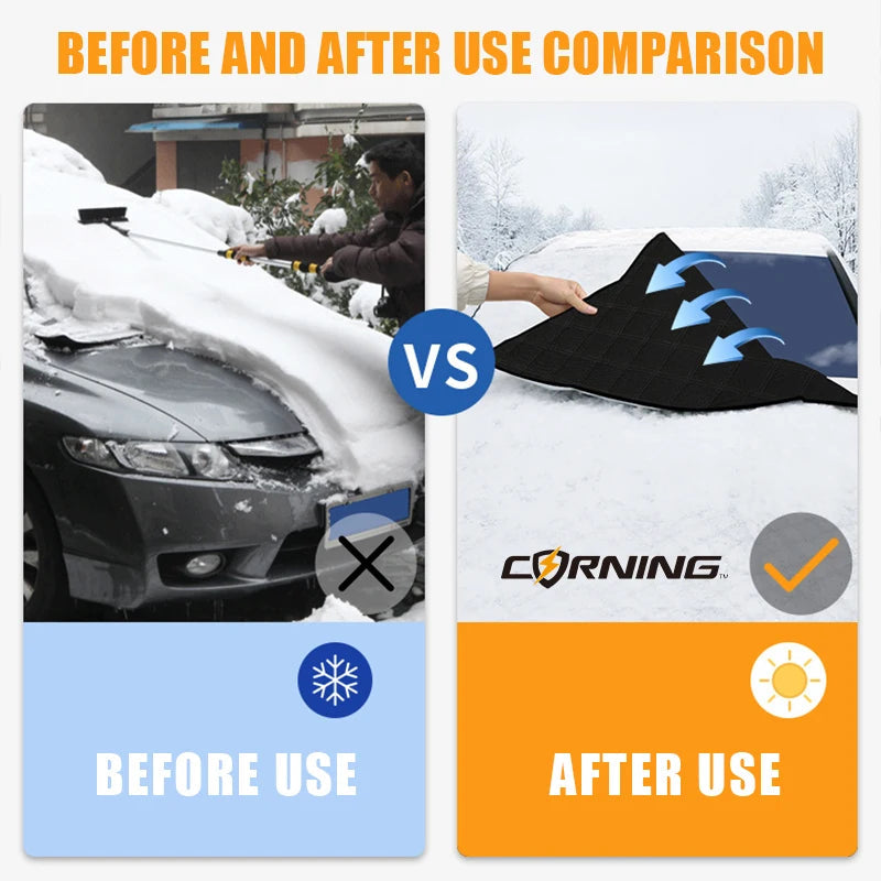 3/5-Layer Thicken Car Snow Cover Car Windshield Hood Protection Cover Snowproof Anti-Frost Sunshade Protector Winter Auto Parts Car Mobile World