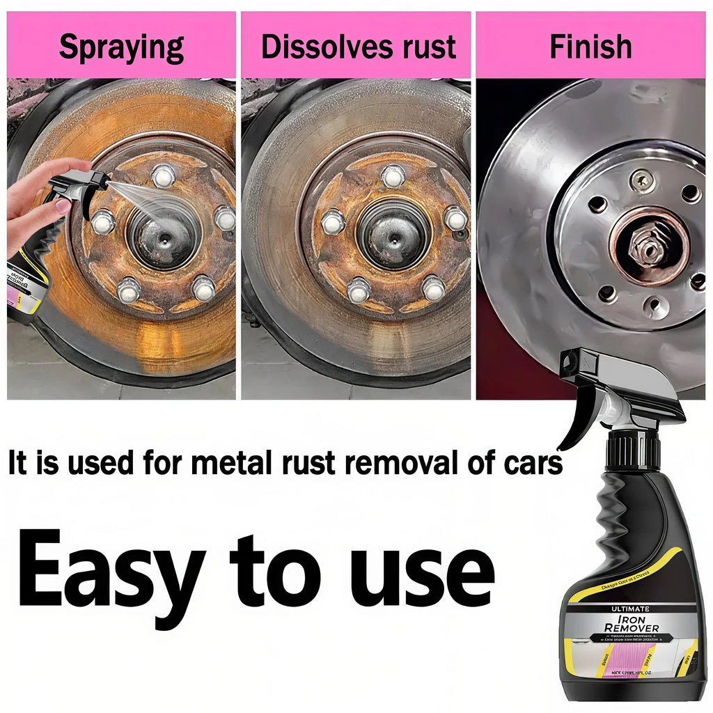 Multi-Use Car Rust Remover Spray - Wheel & Exhaust Pipe Care, Metal Iron Powder Cleaner CM World