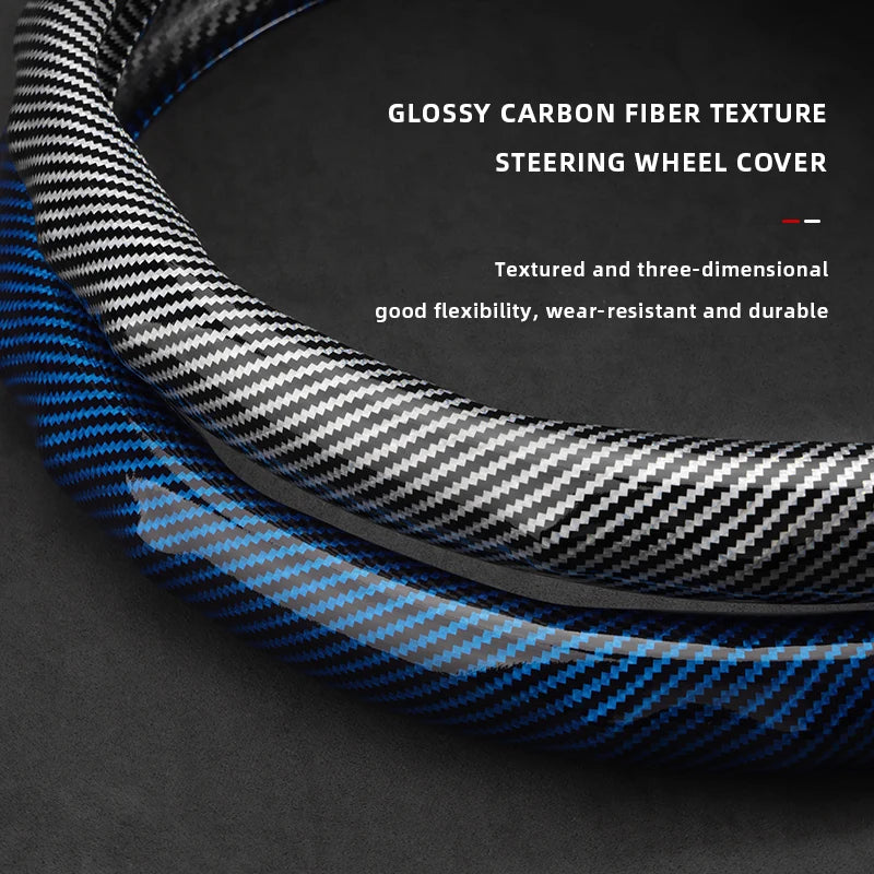 Suitable for Alfa Romeo Carbon Fiber Texture Steering Wheel Cover Snap-On Wave-Shaped Sports Design Protective Case Giulia 952 Stelvio 949 147 Mito Giulietta Tonale 965 Sprint 159 Quadrifoglio Black CM World