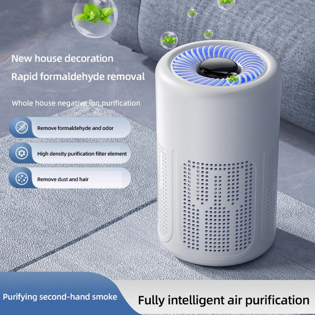 Air Purifier Machine White Automatic Air Cleaning Device for Car Office Quiet Dust Removal and Fresh Air Car Mobile World