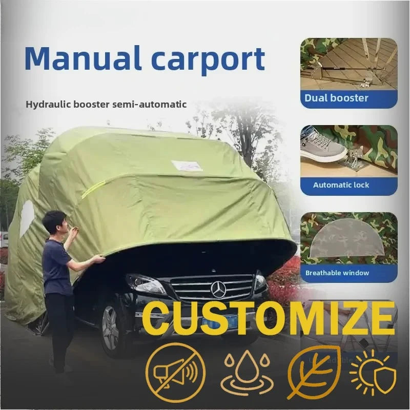 Any Size Custom Fully Automatic Folding Carport Waterproof Sunshade Mobile Garage Outdoor Parking Shelter Durable Oxford Fabric