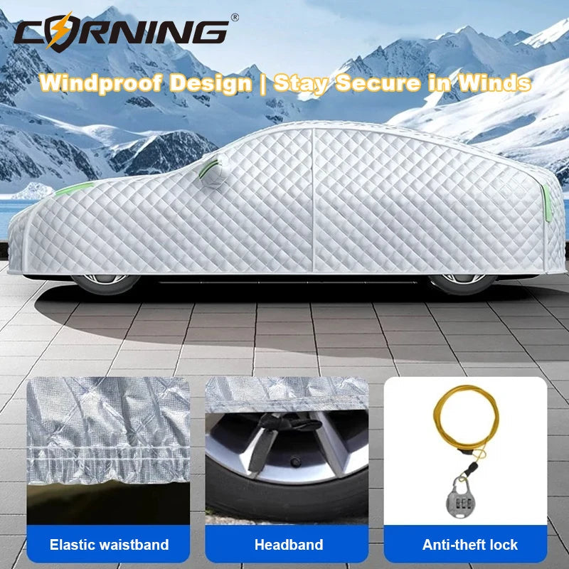 Full-Wrapped Car Cover All Weather Outdor Car Exterior Protection Covers Snowproof Anti-hail Cover Universal for Sedan SUV Car Mobile World