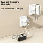 Mini Capsule Power Bank 20000mAh 22.5W Fast Charging USB-C Built-in Cable Portable Charger For iPhone Samsung Travel