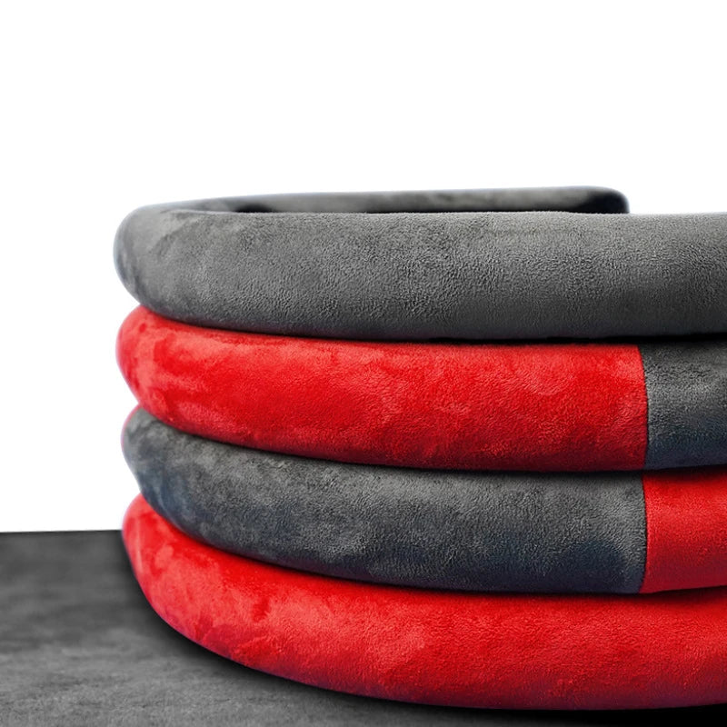 5D Premium Sports Suede Car Steering Wheel Cover Breathable Universal Non-slip 15inch/38cm New Styling Booster Covers Auto Parts