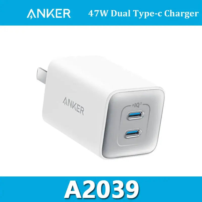 Anker 523 Charger Nano 3 47W Dual USB C Charger Durable Compact Fast Charging For Macbook Air/Galaxy/iphone/Xiaomi/AirPods Car Mobile World