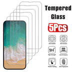5Pcs Tempered Glass for iPhone 17 16 15 14 13 12 Pro Max Screen Protector for iPhone 12 13 Mini 14 Plus 14 Pro Glass Car Mobile World
