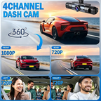 New 3/4 Channel Dashcam FHD 1080P Car Driving Camera Black Box Night Vision Loop Recording G-Sensor 24H Parking Guard Mode