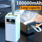 100000mAh large capacity mobile power bank 22.5W ultra fast charging - suitable for various electronic devices, LED power display, portable charger, high brightness lighting, high-end camping equipment, and outdoor power solu