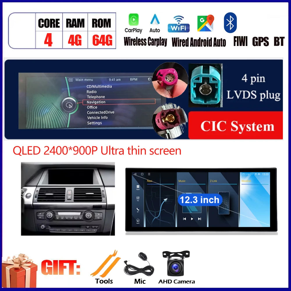 Car Accessories For BMW X5 E70 X6 E71 2008 - 2013 QLED 4G DSP Carplay Android Auto Car Radio Multimedia Player GPS Navi BT WiFi CM World