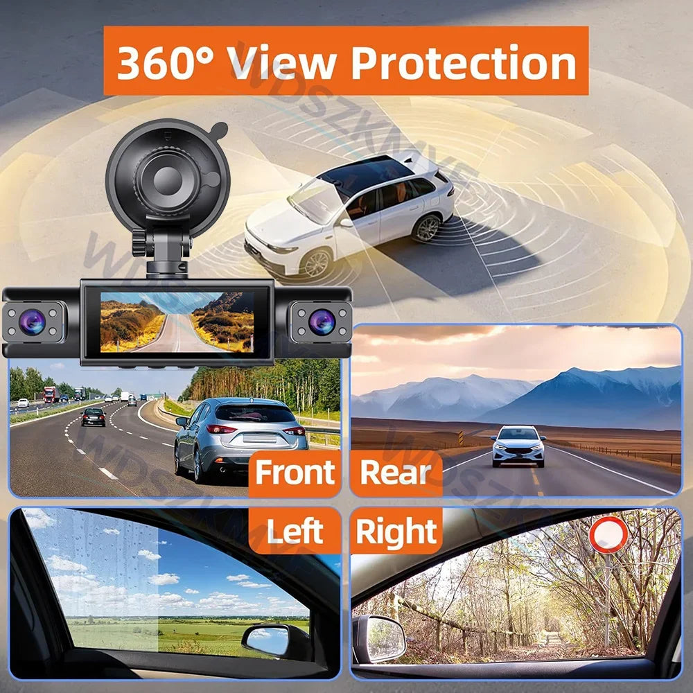 4CH Dash Cam FHD 1080P WiFi Video Recorder Car DVR 3Cam Night Vision Front left right Rear Black Box 24H Parking Loop Recording