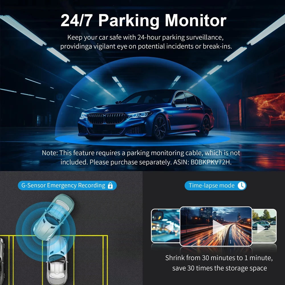 4K UHD Car Dash Camera DVR Night Vision Video Recorder with GPS Wi-Fi 24H Parking Monitoring Support for Vehicle Safety Car Mobile World