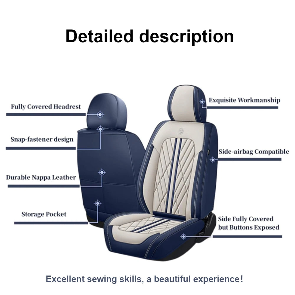 Universal fitting waterproof breathable soft Napa leather car seat cover set for cushion protection. Suitable for sedan and SUV Car Mobile World